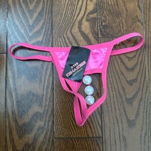 Pink Strappy Thong with Pearl Detail